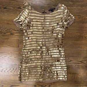 French Connection Gold Sequin Mini Dress